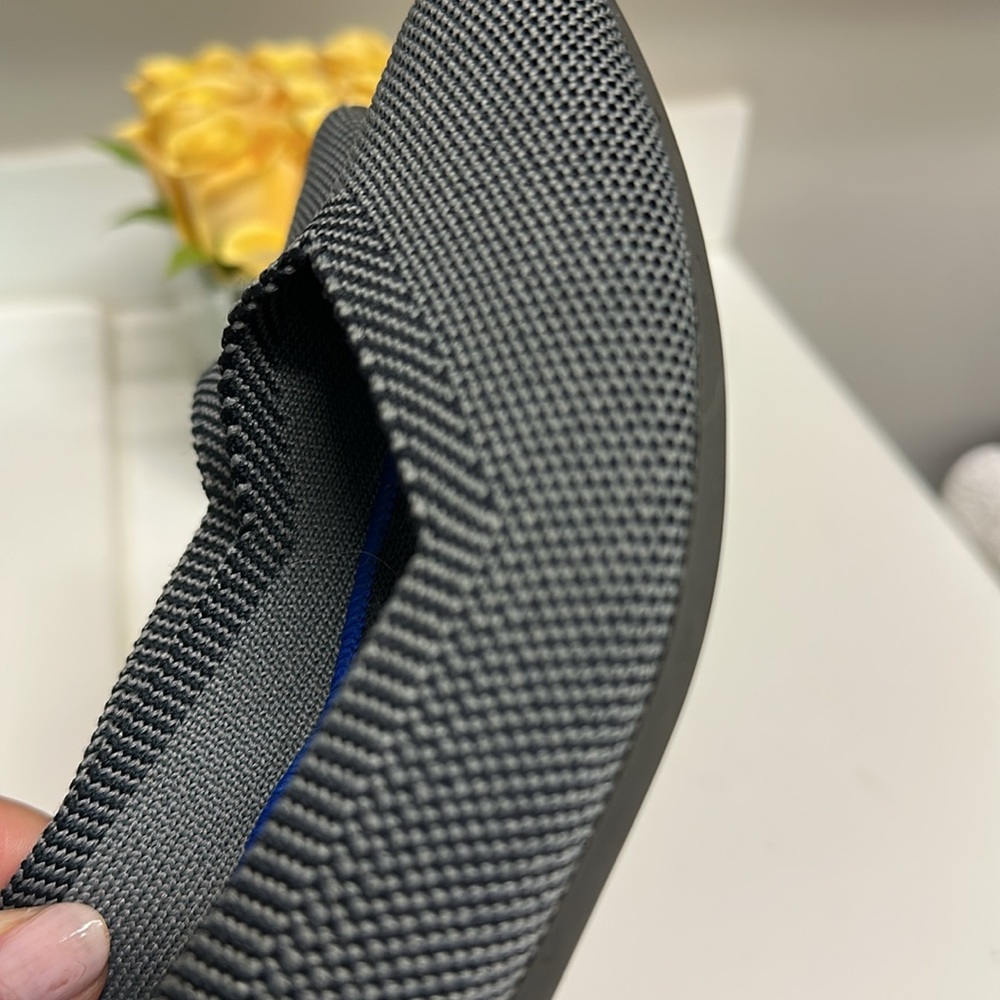 Rothy's Pointed Toe Flats in Charcoal Gray with Blue Trim - Picture 9 of 16